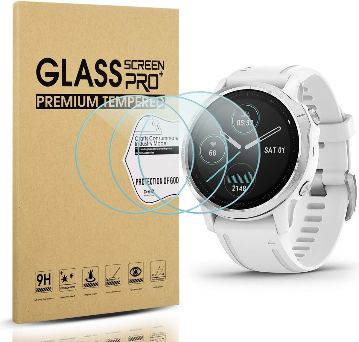 Suoman Fenix 6S Glass, 3-Pack